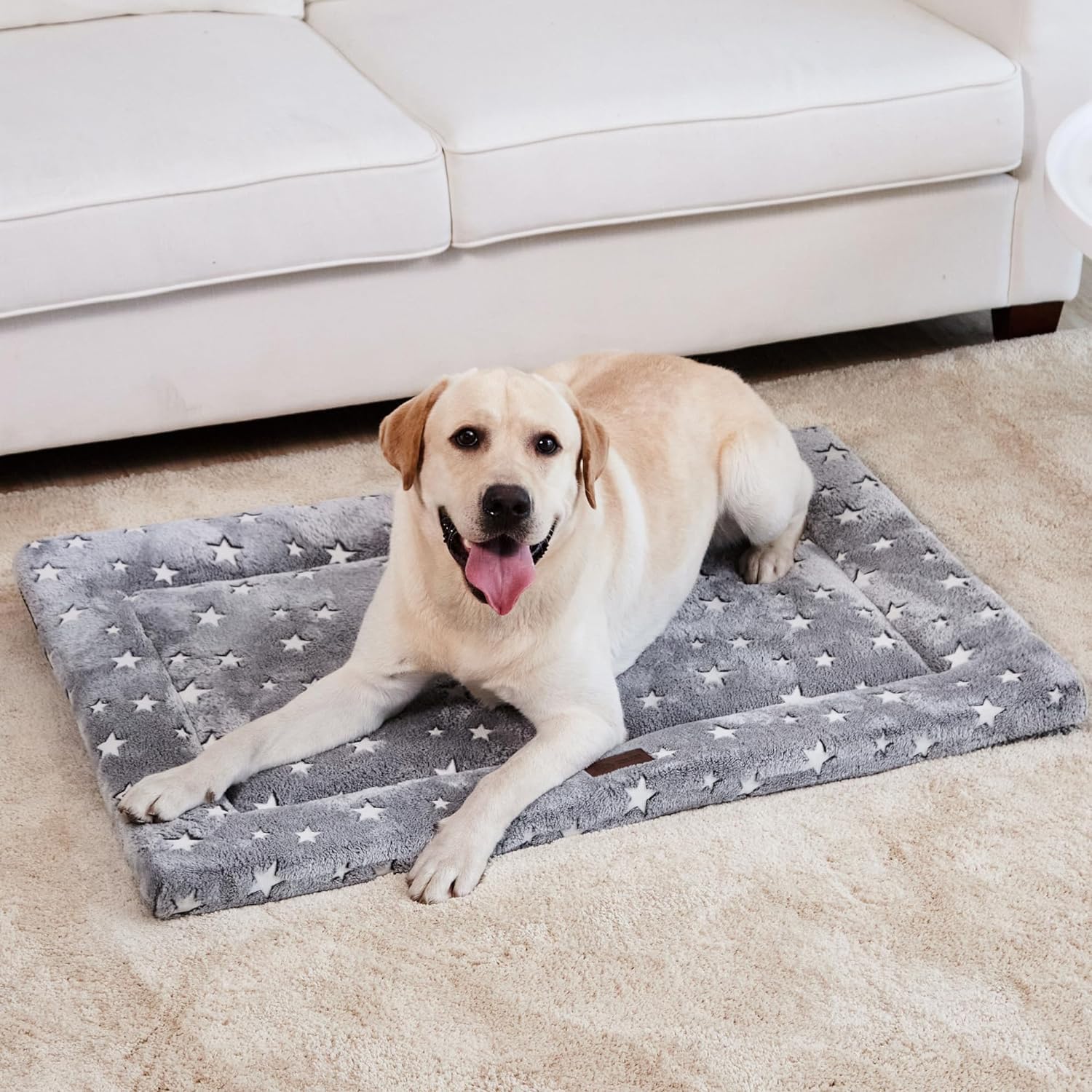 WESTERN HOME Dog Bed for Crate, High Resilience Foam Dog Crate Mat Kennel Pad with Soft Wavy Plush Comfortable Anti-Slip Washabl