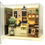 Coffee Shop Tiny House with LED Light Make It Miniature, DIY Miniature House Kit for Adults, Teens, and Beginners, Mini Dollhous