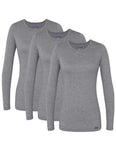 Sivvan Scrubs for Women Long Sleeve Comfort Underscrub Tee 3Pack S85003 Dark Marl Gray L