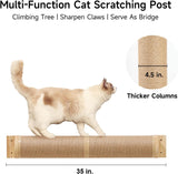 FUKUMARU Cat Scratching Post, 35 x 4.5 Inch Cats Walls Furniture, Rubber Wood Wall Mounted Kitten Scratcher Posts, Thicker Columns for Multi-Functions