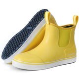 Women's Deck Boots Ankle Rain Boots Fishing Boots Rubber Waterproof Garden Shoes Slip-Resistant Outdoor Work Shoes, Yellow, Size