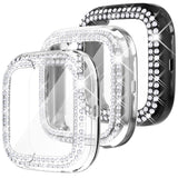 Fullife 3 Pack TPU Bumper for Fitbit Versa 2, Crystal Diamond Bling Cases HD Full Protective Case Cover Scratch Resistant Shock 