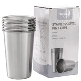 Tosnail 6 Pack 16 oz Stainless Steel Pint Cups Metal Cups Unbreakable Drinking Glasses Water Tumblers for Kids, Adults Indoor an