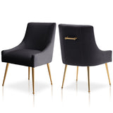 Modern Dining Chairs, Velvet Upholstered Dining Room Chairs with Gold Legs,Tufted Accent Chair Set of 2 for Reception Room Livin
