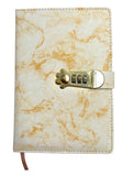 24X7 Emall Lock Diary Notebook With Number Lock Combination Pu Leather Marble Onyx Design Cover 22X15 Cm, 230 Pages