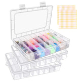 3 Pack 24 Grids Clear Plastic Storage Container With Adjustable Divider, Craft and Bead Organizer Box for DIY Jewelry Tackles Wi