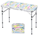 Yriuat Folding Camping Table 3ft Portable Pinic Table Adjustable Height Small Card Table Aluminum Foldable Lightweight with Carr