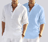 Bellstone Men'S Cotton Blend Solid Regular Dress Shirt (Kurta800Combo_White_Skyblue_M Sky Blue