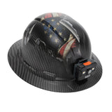 Klein Tools 60347FS Hard Hat, Vented Full Brim, Class C, Premium KARBN Freedom Series Pattern, Rechargeable Lamp, Padded Sweat-W