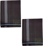 PRAKASAM COTTON Mens Single (1.28 X 2.00 mtrs) Colour Thalapathi Border Dhoties/fine quality Single Dhoties (Coffee Brown) Pack 