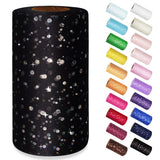 Glitter Tulle Rolls, Sequin Tulle Fabric 6 Inch by 50 Yards Sparkle Ribbon Spool with Bows for Halloween Decoration DIY Tutu Gif