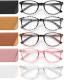 JOLISU 5 Pack Reading Glasses For Women,Blue Light Blocking Computer Reader Spring Hinge Eyeglasses (3.50)