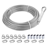 hannger 3/16 Stainless Steel Cable, 25ft Wire Rope, 7X 19 Strands, 3700lbs Breaking Strength, Marine Grade 304 Stainless Steel A