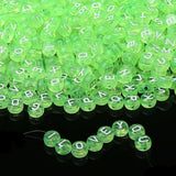 LAIDANLA 1500PCS Acrylic Letter Beads Alphabet White Letters Green Transparent Round Bead 7 4mm for Jewelry Bracelets Necklaces