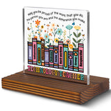 Technology Teacher Gift for Appreciation Week or End of School Year, Inspirational Book Stack Desk Sign with Positive Traits, Th