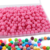 Sunrony 170Pcs 15mm Silicone Beads for Keychain Making, Round Silicone Beads for Pens and Necklace Bracelet Crafts Making(Pink)