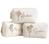 DayOfShe Personalized Name Makeup Bag for Bridesmaid Gifts Bridal Shower Wedding Gifts Custom Toiletry Bag Cosmetic Bag for Best