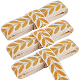 CABODYALS 3 Rolls 1 Inch Leaf Pattern Boho Embroidery Applique Trimming Ribbons Woven Fabric Trim Tape Yellow White Jacquard Emb