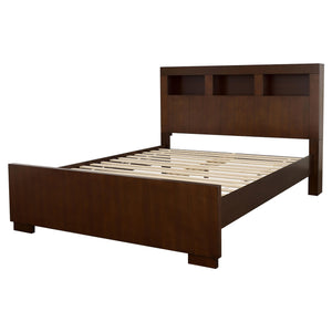 Coaster Home Furnishings Jessica Contemporary Wood Queen Size Led Storage Bookcase Bed Frame Platform Bed 47-Inch Headboard Cappuccino 200719Q