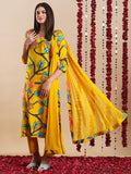 Gosriki Women'S Rayon Blend Straight Printed Kurta With Pant & Dupatta (Twig Yellow-Gs_S_Yellow_Small),Yellow,,B0DC6KYG2L