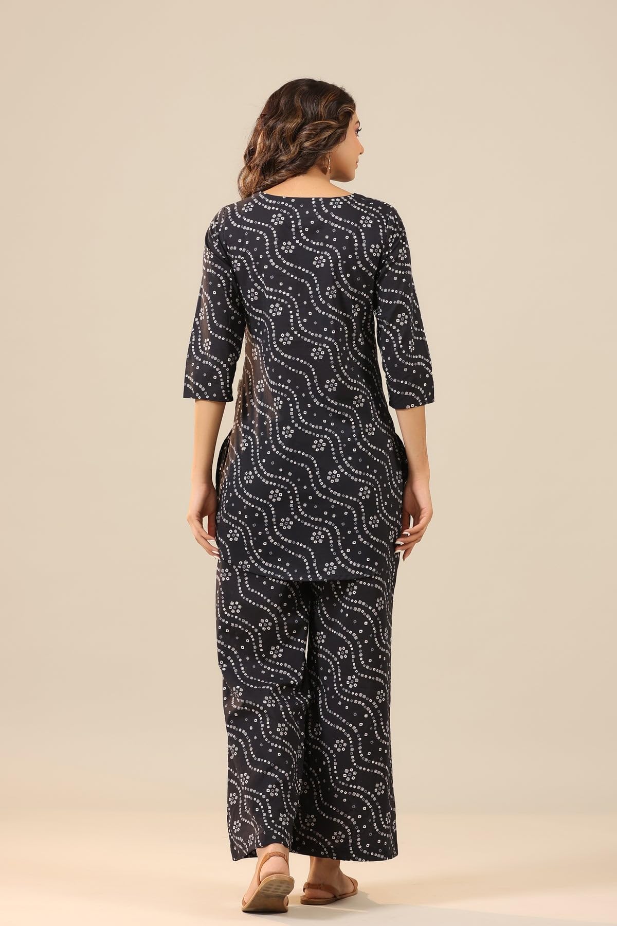 Gosriki Women'S Rayon Blend Straight Bandhej Printed Kurta With Pant (Nesta Blue-Gs_L_Blue_Large),Blue,,B0CX144JPC