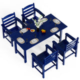 VINGLI 5-Piece Outdoor Patio Dining Table and Chair Set, HDPE Weather-Resistant RectangleTable with Umbrella Hole & Ergonomic Ch