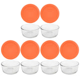 Pyrex 7200 2 Cup Glass Dishes & 7200-PC 2 Cup Orange Food Storage Replacement Lids (6-Pack) - Made in USA