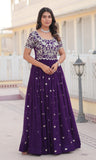 Wedani Faux Georgette Embroidered Work Anarkali Kurta Set For Women (In Alpha M Regular Purple),PURPLE,M,Georgette,anarkali,