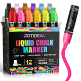 GOTIDEAL Window Markers, Jumbo Chalk Markers for Blackboard, Washable Car Marker for Chalkboard,Glass Mirrow,10mm Thick Tip12 Co
