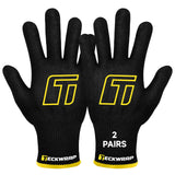 TECKWRAP Cut Resistant Work Gloves - 2 Pairs XL Black Vinyl Wrap Gloves for Installers Flexible Fit, Level 3 Protection, Profess