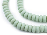 The Bead Chest Pastel Green Glass Donut Beads - 24 Inch Strand of Indonesian Rondelle Java Glass Beads for Crafts & Jewelry Maki
