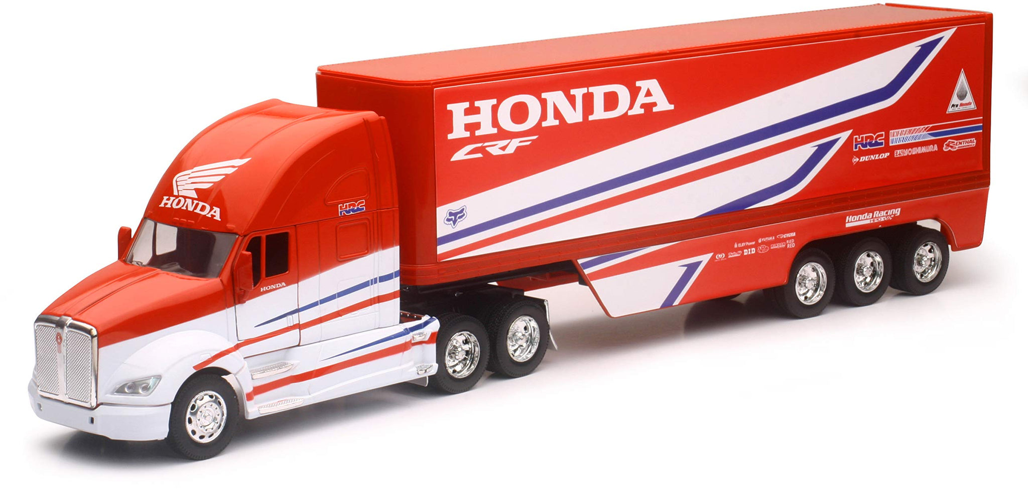 Kenworth Semi-Truck Red And White Team Honda Hrc 1/32 Diecast Model By New Ray