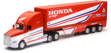 Kenworth Semi-Truck Red And White Team Honda Hrc 1/32 Diecast Model By New Ray