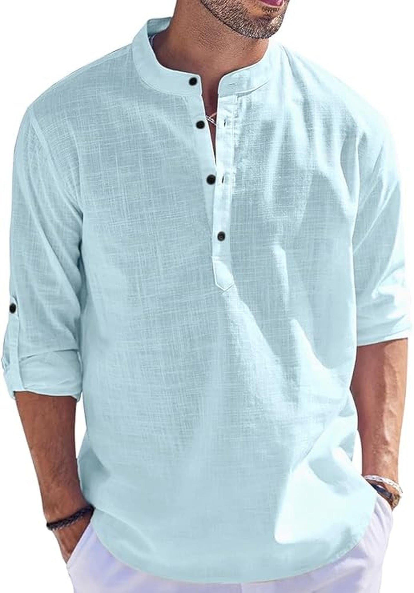 Bellstone Men'S Cotton Blend Solid Regular Fit Kurta (Kurta1500_Single_Aqua_Xl
