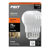 Feit Electric A19 LED Light Bulb, 75W Equivalent, 2700K Soft White, Dimmable, 1100 Lumens, 12W, E26 Base, 90+ CRI, General Purpo