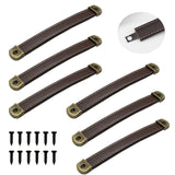 OLAYA Suitcase Leather Handle Cabinet Drawer Handle Dressing Table Door Handle 6-Piece Handle Replacement Cabinet Metal Hardware