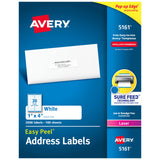 Avery Mailing Address Labels, Laser Printers, 2,000 Labels, 1 x 4, Permanent Adhesive, 5 Packs (5161)