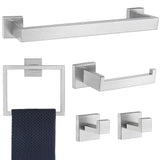 5 Pieces Bathroom Hardware Accessories Set Brushed Nickel, 16Inch Square Towel Racks Set for Bathroom, SUS304 Stainless Steel To