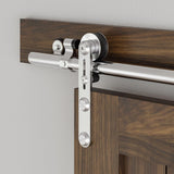 CCJH 6.6FT Stainless Steel Sliding Door Hardware Kit Heavy Duty and Smoothly Wooden Barn Door Kit fit for 39.6 Wide Single Door,