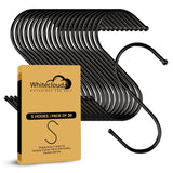 WHITECLOUDZ 30-Pack Black S Hooks for Hanging Plants, Metal S Hooks for Hanging Heavy-Duty, Closet Hooks for Hanging Clothes, Du