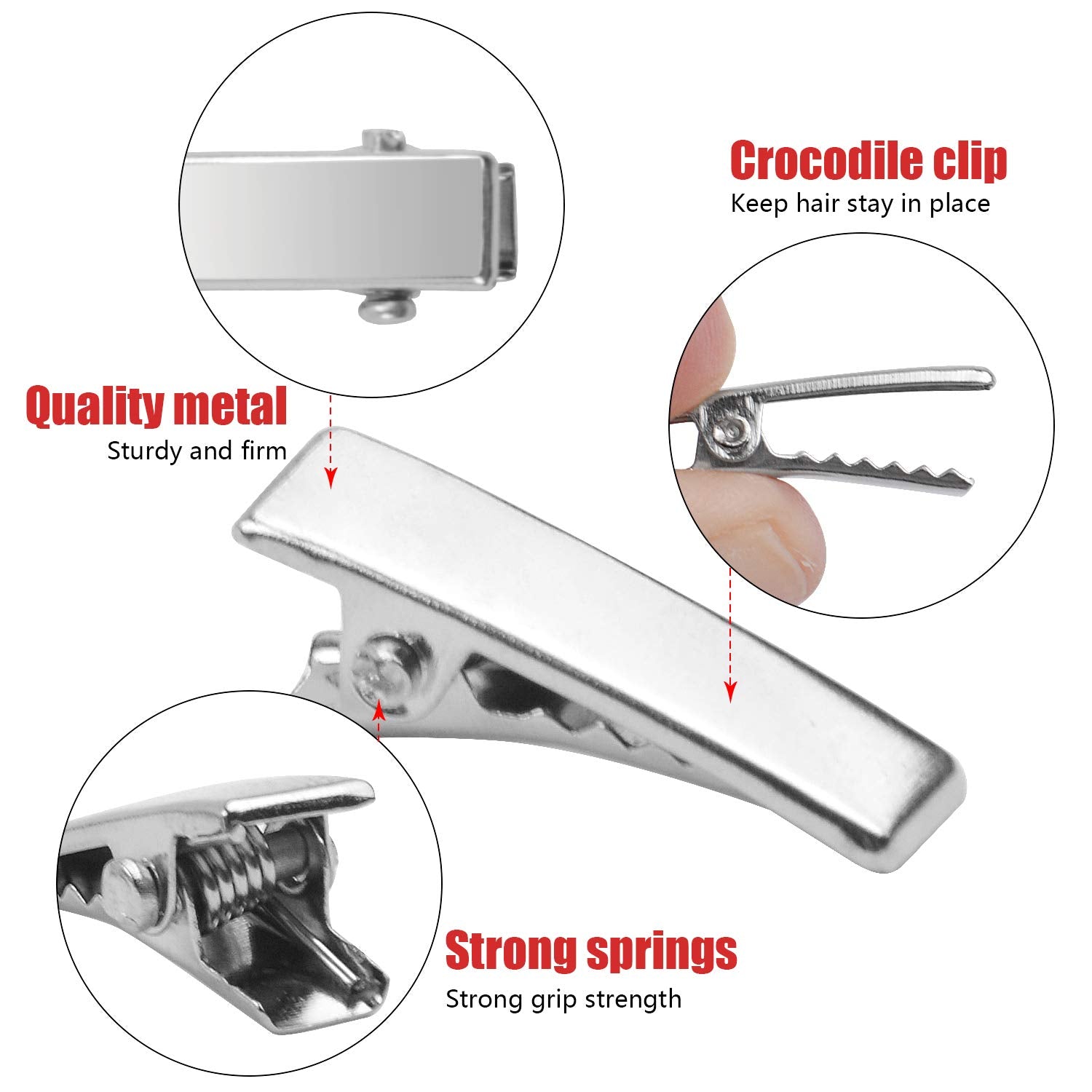 Alligator Hair Clips, 100pcs 2cm Single Prong Duckbill Hair Clips with Teeth Flat Top Crocodile Hair Pins Barrette for Hairbow A