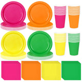 Whaline 244Pcs Pink Tableware Set Serves 48 Gradient Pink Disposable Dinnerware 48 9 Plates 48 7 Plate 48 9oz Cups 100 Napkins f