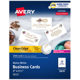 Avery Clean Edge Printable Business Cards with Sure Feed Technology, 2 x 3.5, White, 2,000 Blank Cards for Laser Printers (587
