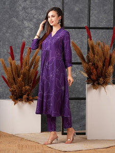Gosriki Women'S Cotton Blend Anarkali Printed Kurta With Pant (Marup Begani-Nw-Gs_L_Begani_Large),Begani,,B0D579LDLJ