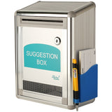 MCB Aluminum Metal Office Suggestion Ballot Box Charity Collection Donation Box Mail Box with Window Comment Box with Pen and Sh