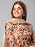 Anni Designer Women'S Rayon Floral Printed Straight Kurta With Pants & Dupatta (Madhubani Beige-Sm_S_Beige_Small),Beige,S,,,