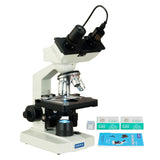 OMAX 40-2500X LED Digital Binocular Compound Microscope 1.3MP Camera + Blank Slides + Covers + Lens Paper