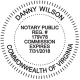 Round Notary Stamp for State of Virginia- Self Inking Stamp - Top Brand Unit with Bottom Locking Cover for Longer Lasting Stamp 