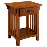 Leick Home 8222 Mission Impeccable End Table with Drawer, Made with Solid Wood, Side Table for Living Room, Bedroom, Medium Oak 