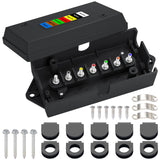 CheeMuii 7 Way Trailer Junction Box Weatherproof 7 Pin Trailer Wiring Box 7 Color-Coded Electric Wires Connection Box for RV Cam